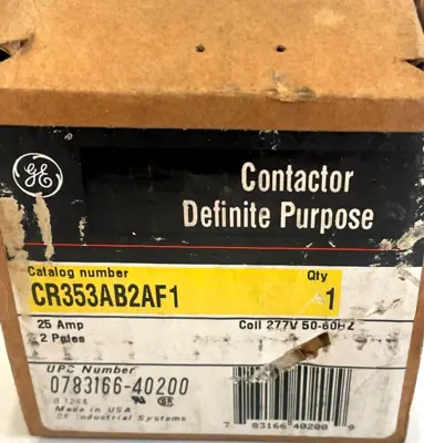 NEW GENERAL ELECTRIC CR353AB2AF1 DEFINITE PURPOSE CONTACTOR 25AMP 2 POLES