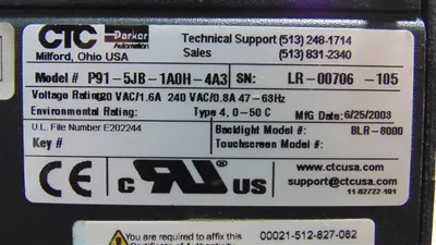 Parker P91-5JB-1A0H-4A3 Industrial Computer Workstation For Parts