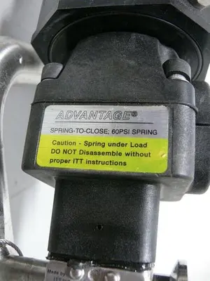 USED ITT PURE-FLO 3/4"-1" 90PSI 3-WAY DIAPHRAGM ACTUATOR W/ WESTLOCK POSITION MONITOR