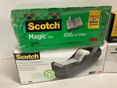 Scotch Tape and Dispenser, Swingline Stapler and Staples