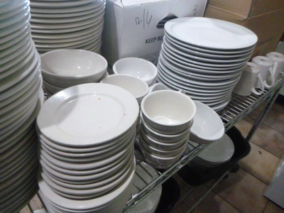 Wire Shelving with Dishware