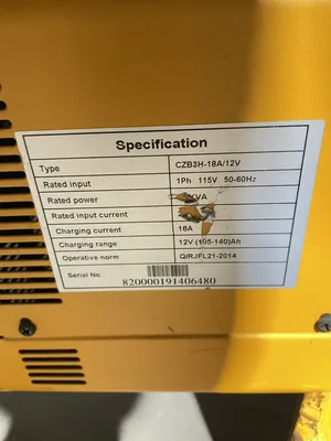 Uline H-2651 Electric Straddle Stacker Forklift w/ Charger 2200lbs 12V 1PH