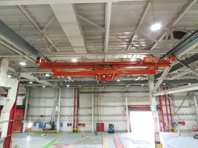 Cleveland Tramrail P&H 7.5 Ton Double Girder Bridge Crane 28' Span w/Remote