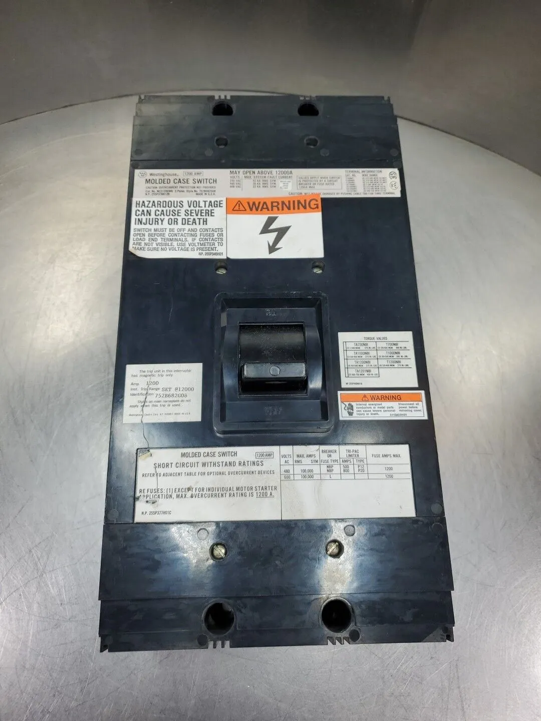 Westinghouse NC31200WK 1200AMP 3Pole Breaker. 1E