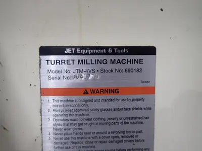 Used 1999 JET JTM-4VS Vertical Mills New York US | Martin's Woodworking Machinery #1407696
