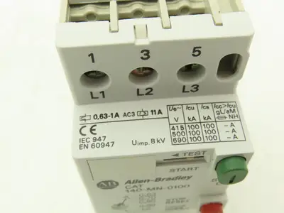 Allen Bradley 140-MN-0100 Manual Motor Starter 1.5Hp 600v 3Ph 0.63-1A Ser C