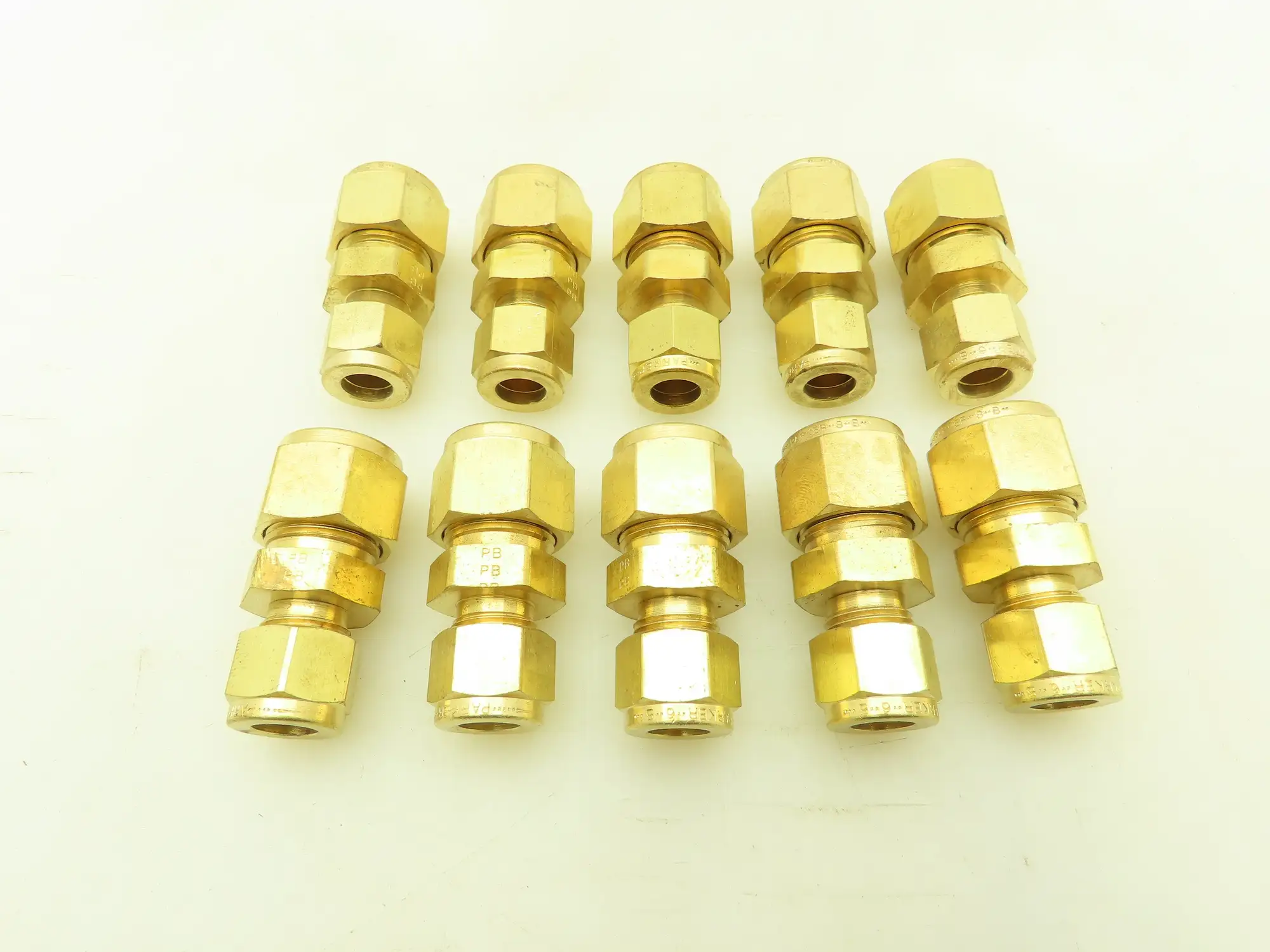 Parker 62C-8-6 Brass Compression Tube Fitting Reducer 1/2" x 3/8" Union  10pcs
