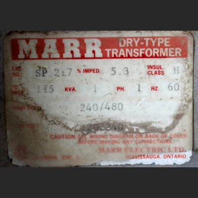 1 KVA 240/480 - 120/240 Single Phase Indoor Dry Marr Transformer For Sale
