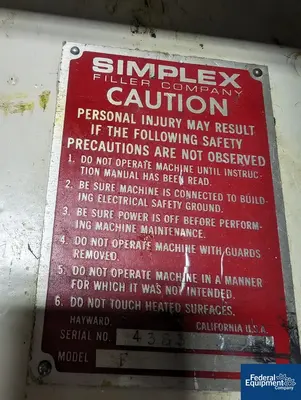 USED Simplex Simplex Single Head Piston Filling Line