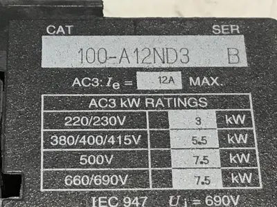 USED ALLEN BRADLEY 100-A12ND3 SER B