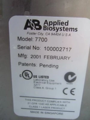 Applied Biosystems ABI Prism Model 7700 Sequence Detector New 2001