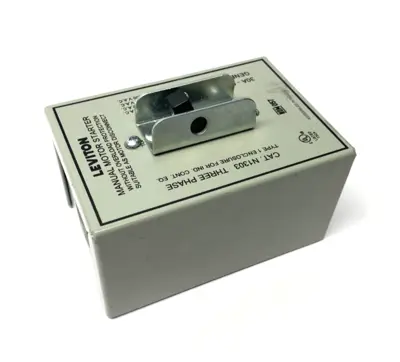 USED LEVITON THREE-POLE AC MANUAL MOTOR CONTROLLER 30A 600V 3-PHASE