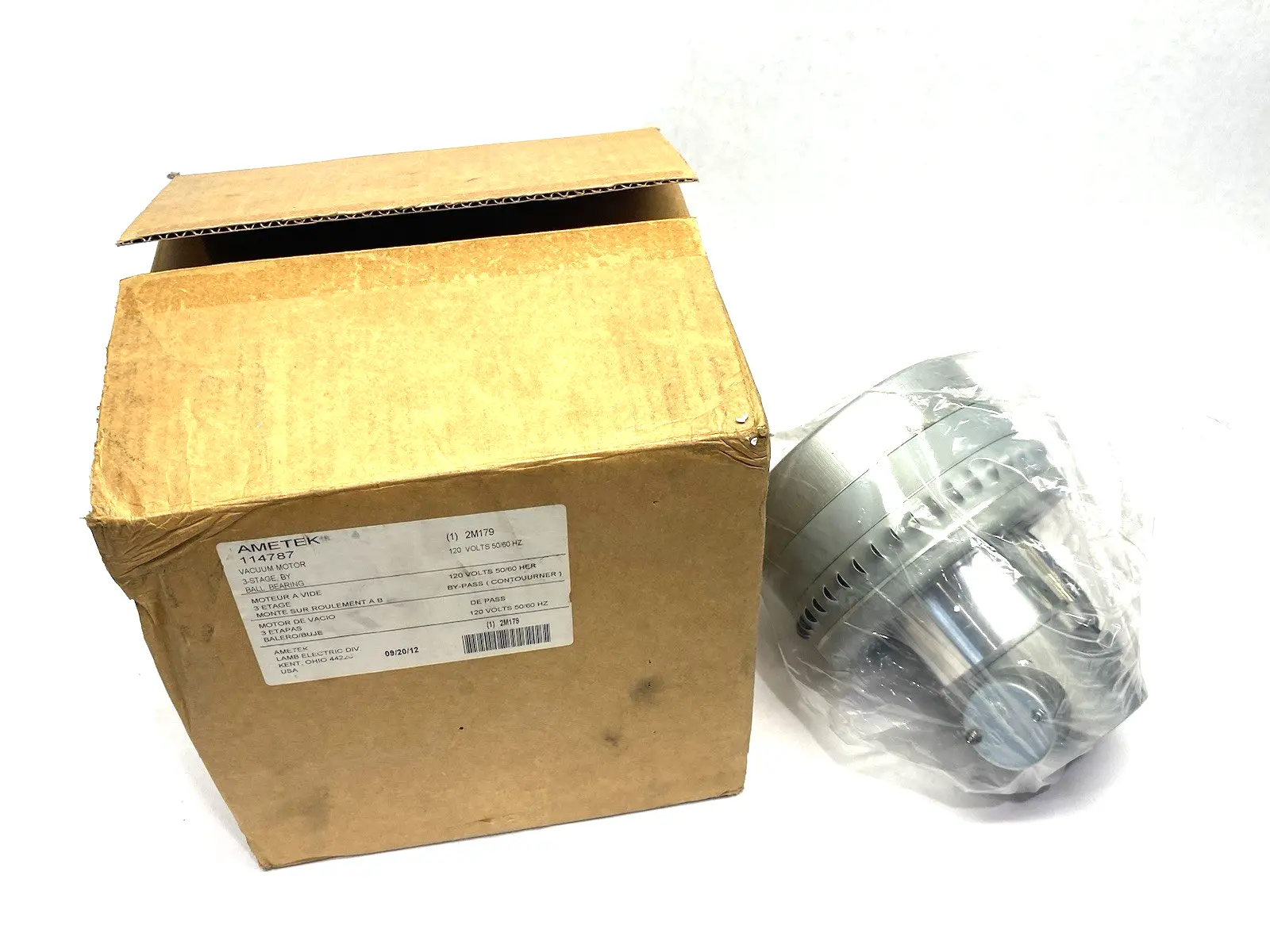 USED AMETEK VACUUM BLOWER MOTOR, 3-STAGE, 120V 50/60HZ 2M179
