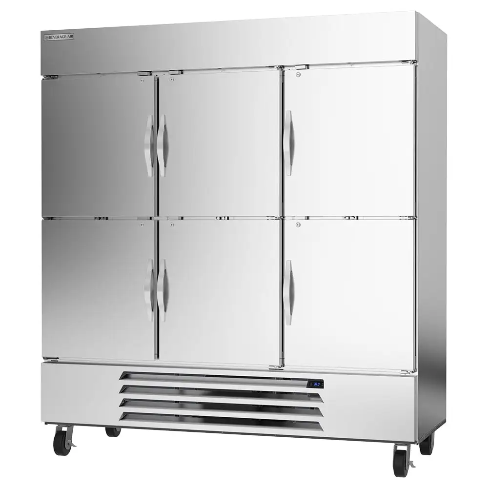 Beverage-Air HBR72HC-1-HS 75" Three Section Reach In Refrigerator, (6) Left/right Hinge Solid Doors, 115v