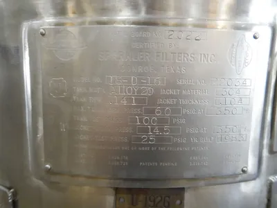 1983 SPARKLER FILTERS INC. 18-D-16 Filter Pressure Leaf (1 - 199 SQFT) | Perry Equipment (31)