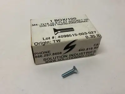 New | in-Stock SOLUTION INDUSTRIES M4-.7X16 10.9 FLAT HEAD SOCKET SCREW DIN 7991 Nuts & Screws | Maverick Industrial Sales #1112479