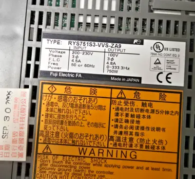 FUJI ELECTRIC RYS751S3-VVS-ZA9 RYS751S3VVSZA9 SERVO DRIVE