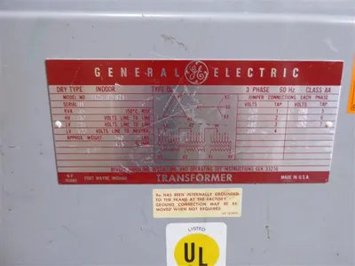 45 kVA Dry Type Transformer 480 Delta 208Y/120 General Electric 9T23B3873 Red Label TESTED