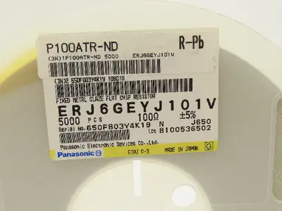 Panasonic ERJ6GEYJ101V Fixed Metal Glaze Flat Chip Resistor 100 Ohms 5000 Pcs