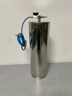 USED SARTORIUS 10 LITER STAINLESS STEEL 20" X 7" VESSEL W/ PNEUMATIC HOSE