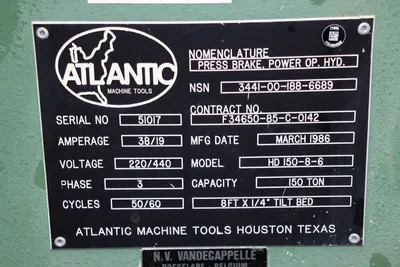 USED ATLANTIC HD 150-8-6
