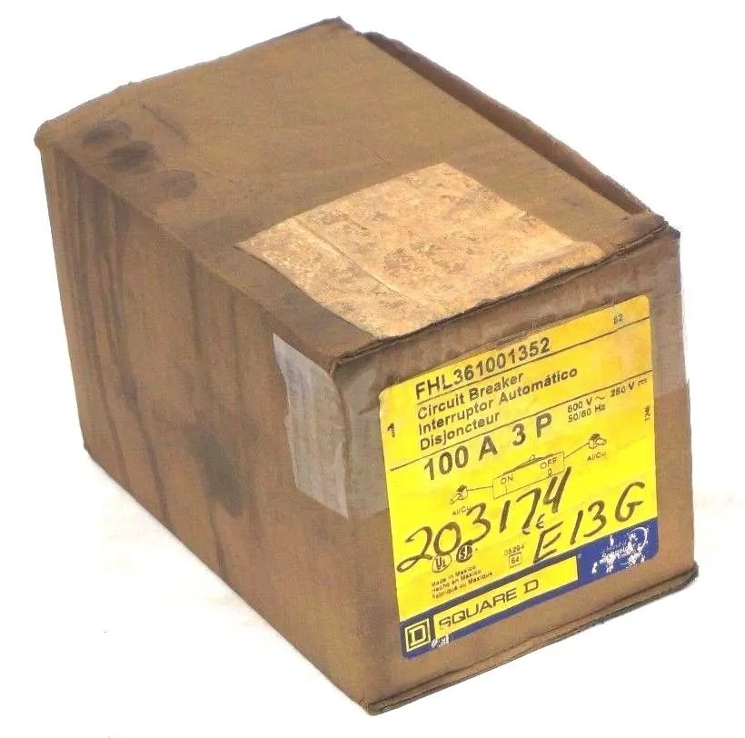 NEW SQUARE D FHL361001352 CIRCUIT BREAKER 100A, 3P, 600V