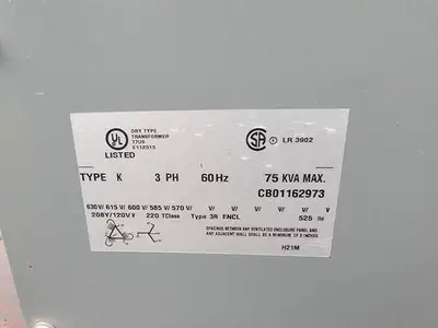 75 kVA Temporary Power Distribution Cart 600V Pri. 208Y/120V Sec.