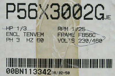 NEW RELIANCE ELECTRIC P56X3002G MOTOR 1/3HP 230/460V 1725RPM FB56C