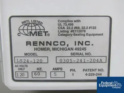 USED RENNCO Rennco Bag Sealer, Model LS24-120