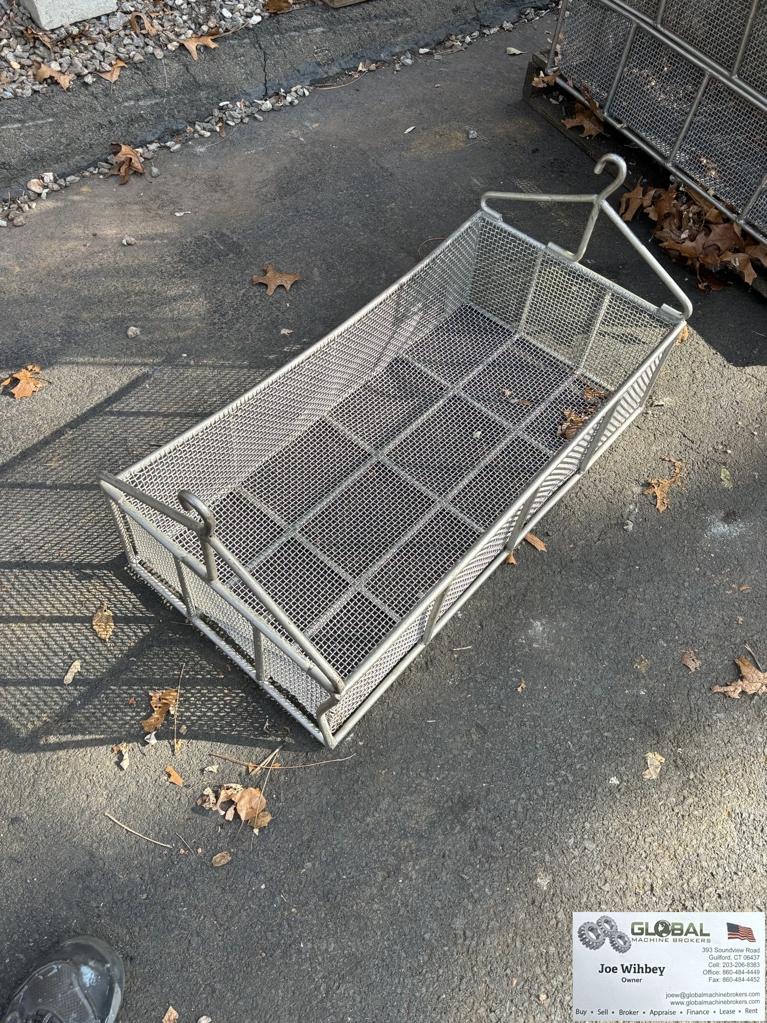 36"x17"x9" Deep Stainless Steel Wire Baskets With Hanger Hook, Perforated Basket