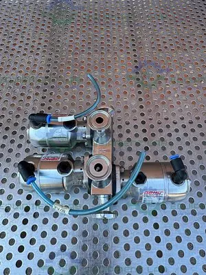 USED LOT OF 3 - GEMU 9650 8Z 20T1 4-WAY DIAPHRAGM VALVE W/ 1/2" SANITARY FITTING