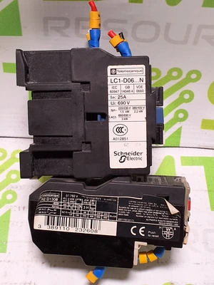 TELEMECANIQUE LC1-D06 10 CONTACTOR WITH LR2D13 ELECTRICAL COIL LR2 D1308
