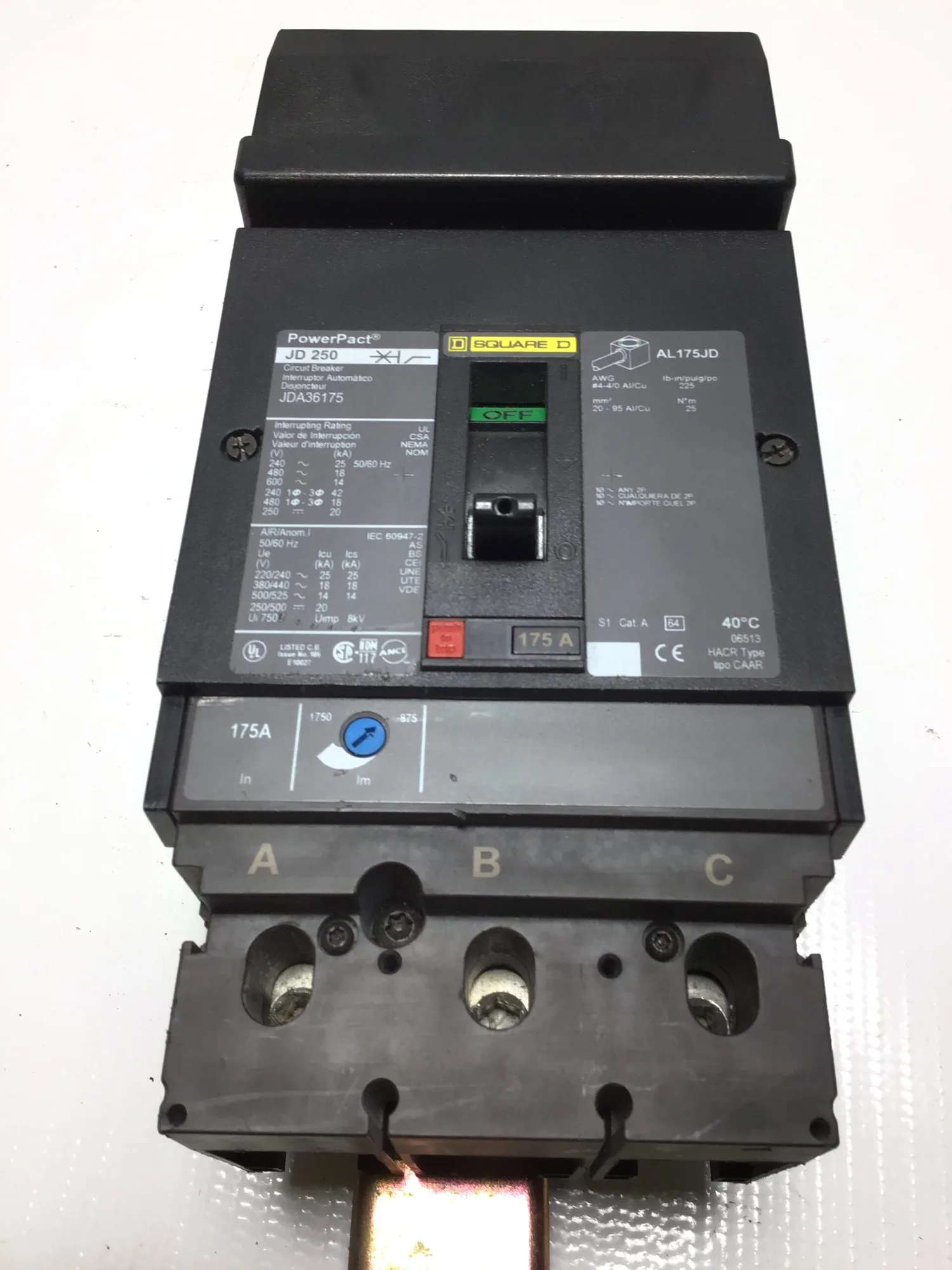USED ✔ BRAND: SQUARE D / SCHNEIDER ELECTRIC ✔ MODEL: JDA36175