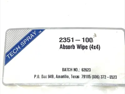 New | in-Stock Tech Spray Absorbwipe 4" x 4" Cleaning Wipes PACK OF 100 Cleanroom Supplies Michigan US | Maverick Industrial Sales #1402148