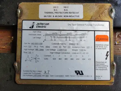 Used JEFFERSON ELECTRIC 443-5001-039 Transformers British Columbia CA | Lenmark #1426625