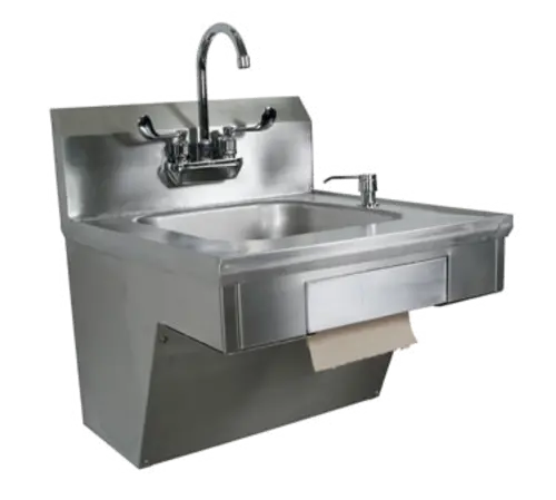 John Boos PBHS-ADA-P-STD Splash Mount Hand Sink w/ Gooseneck Faucet, 4" On-Center, 14 x 10 x 5" Bowl