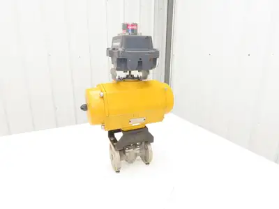 Tufline 0367 1" Flanged 300 Stainless Plug Valve Pneumatic Actuator & Positioner