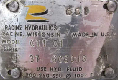 USED RACINE C11-01 HYDRAULIC PUMP C1101