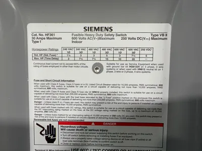 Used SIEMENS HF361 Disconnects Ohio US | HGR 24 #1284749