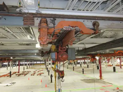 Cleveland Tramrail P&H 1 Ton Single Girder Underhung Bridge Crane 21' 8" Span