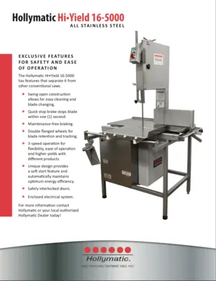 The Hollymatic Hi-Yield 16-5000 Stainless Steel Saw