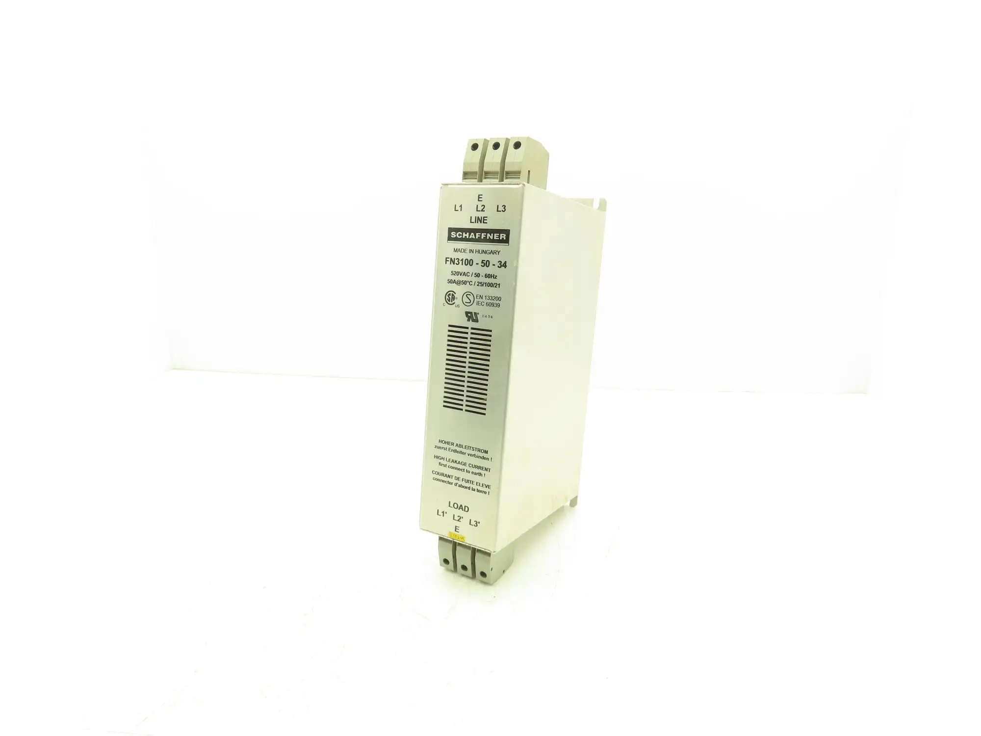 Schaffner FN3100-50-34 Power Line Filter 520V 50A