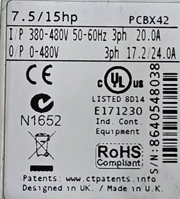Tested Nidec Control Techniques M701-044-00172 A 7.5/15hp (BIN1.4.1)