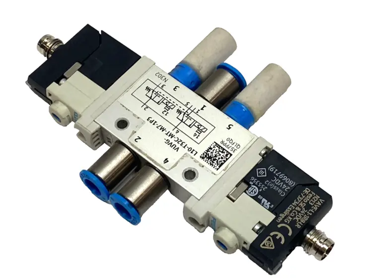 Used Festo Dual 3/2 Solenoid Valve 24VDC w/ VAVE-L1-1R8-LR Solenoid Valves Michigan US | Maverick Industrial Sales #1398145