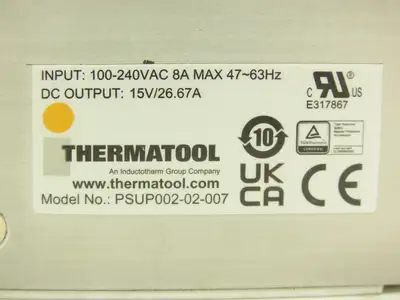 Thermatool PSUP002-02-007 Power Supply 100-240VAC Max 47-63Hz In 15VDC Out