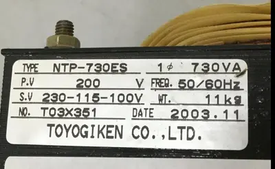 Used TOYOGIKEN NTP-730ES Transformers Michigan US | Ideal Machinery #576511