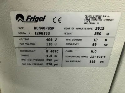 Used 2012 FRIGEL RCM40/6 SP Temperature Controls Massachusetts US | Absolute Machinery #1349126