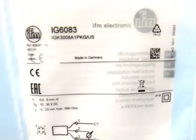 NEW IFM EFECTOR IGK3008A1PKG/US SENSOR IG6083 IGK3008A1PKGUS