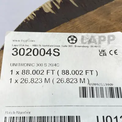 USED LAPP 88 FEET - CABLE UNITRONIC 300 S 88-FT 4C 20 AWG GRAY