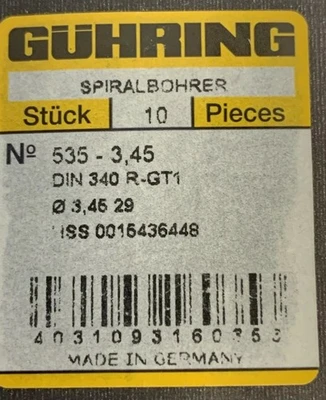 NEW Guhring 535-3,45